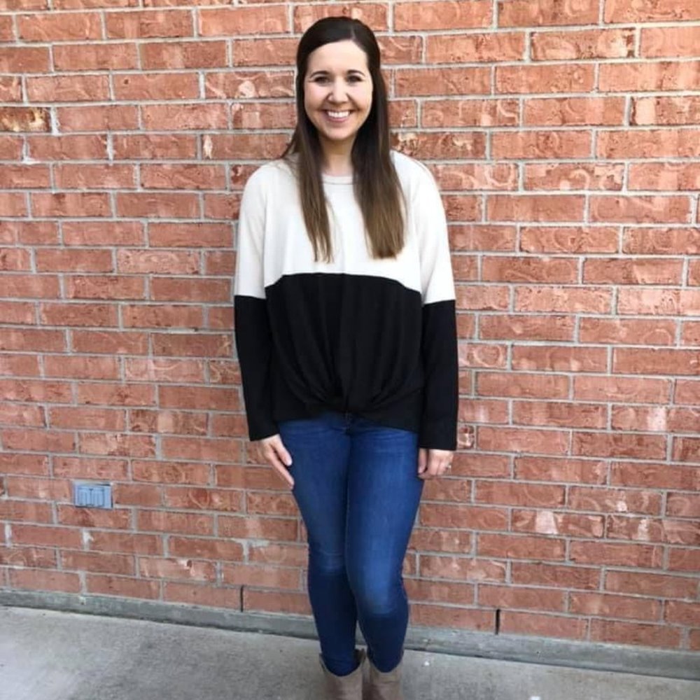 Colorblock Front Twist Knit